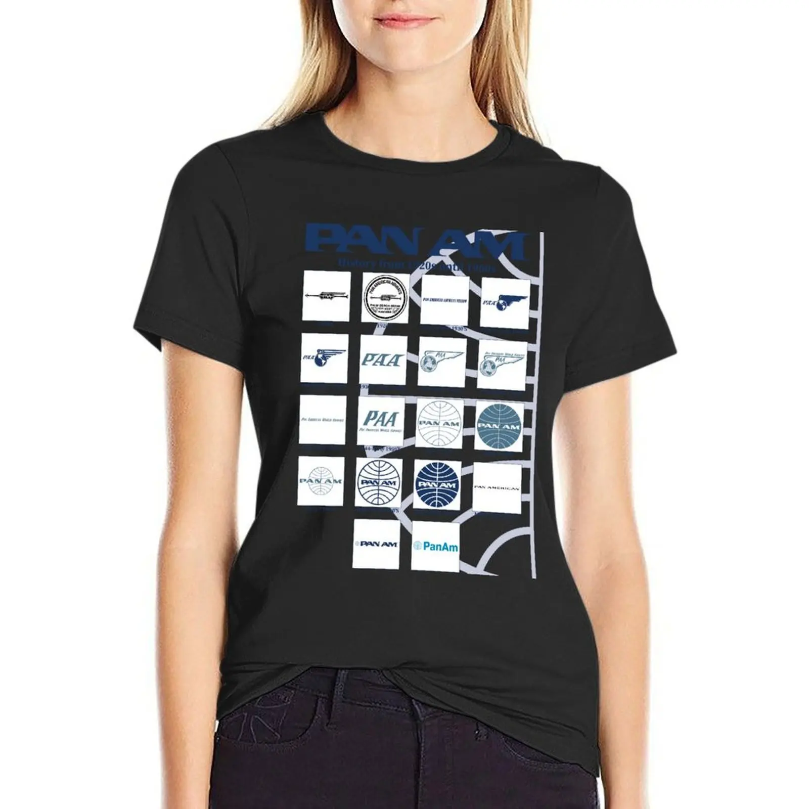 

History of Pan Am Airways from 1920s until 1960s T-Shirt Aesthetic clothing lady clothes Short sleeve tee Womens clothing