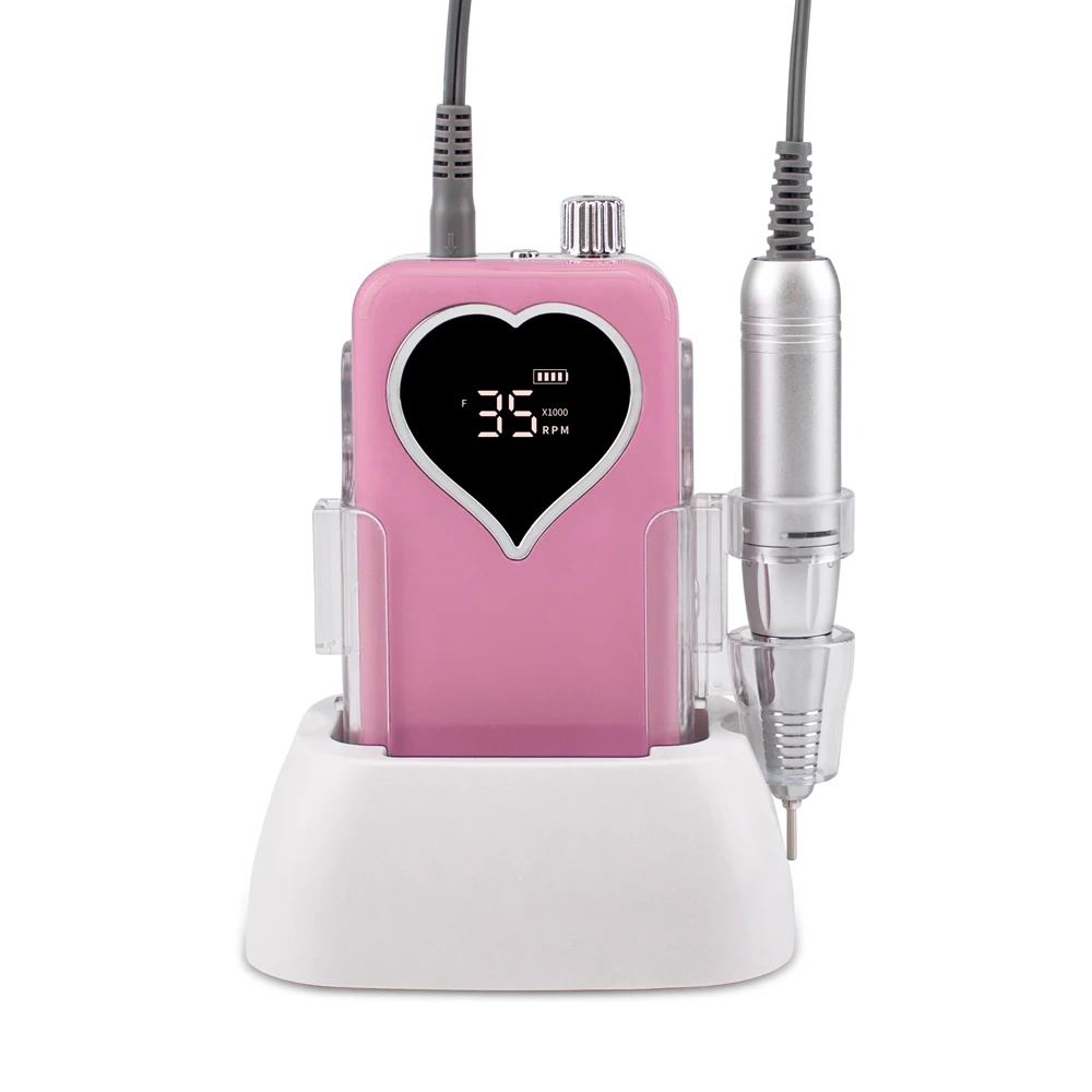 Wholesale Rechargeable Battery Brush Electric Nail Drill Machine 35000rpm FOB Manicure Pedicure Nail Drill Bit Set image 3