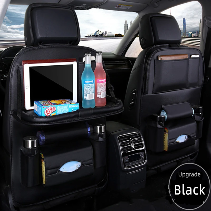 

Car Seat Back Organizer Pu Leather Pad Bag Car Storage Organizer Foldable Table Tray Travel Storage Bag Auto Accessories