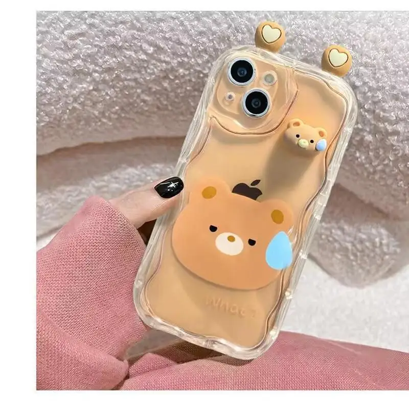 جراب هاتف دب ثلاثي الأبعاد لطيف ، غطاء أرنب قبيح ، أوبو A78 A79 A98 5G A58 A38 A1K رينو 7 4G 7Z 8Z 8 11 Pro 8T رينو 5 6 لايت 5F 4 6 غطاء