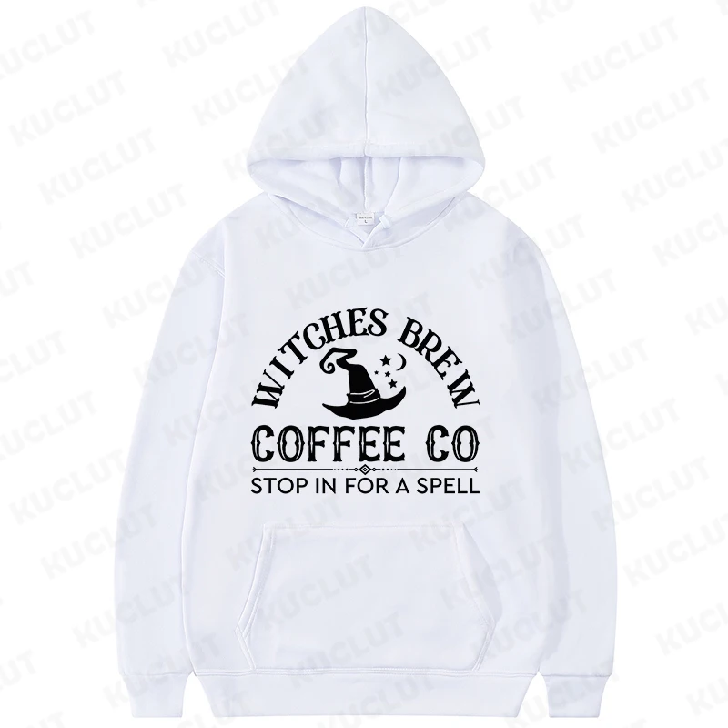 Witches Coffee Co Stop in For A Spell Print Hoodies Funny Halloween Women Sportwear Fashion Fall Hoodies Sweatshirts Casual