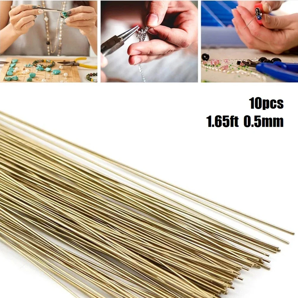 Kit de hastes de solda de prata, 50cm, 1.64 pés, 0.5mm de diâmetro, liga de prata-cobre, fio de solda de ouro para reparo de joias, peça de soldagem com 10 peças