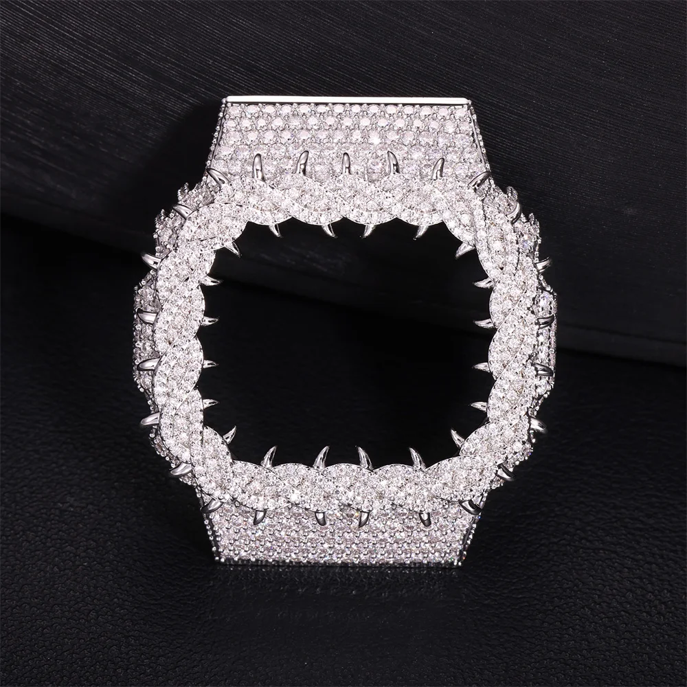 Anztilam Bling Moissanite Watch Case For CAS** DW6900RL-1AC Can Pass Diamonds Tester Brass With GRA Wrist Diamond Case Free Shi