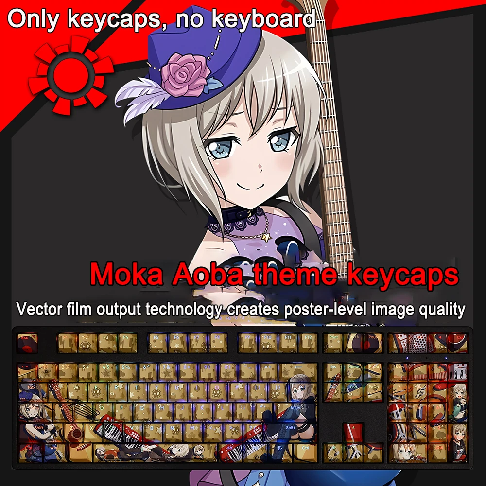 BanG Dream Keycaps Ave Mujica 108 Keys PBT Dye Subbed Keycap Cherry Anime Cartoon Gaming Key caps For ANSI 61 87 104 108 Keys