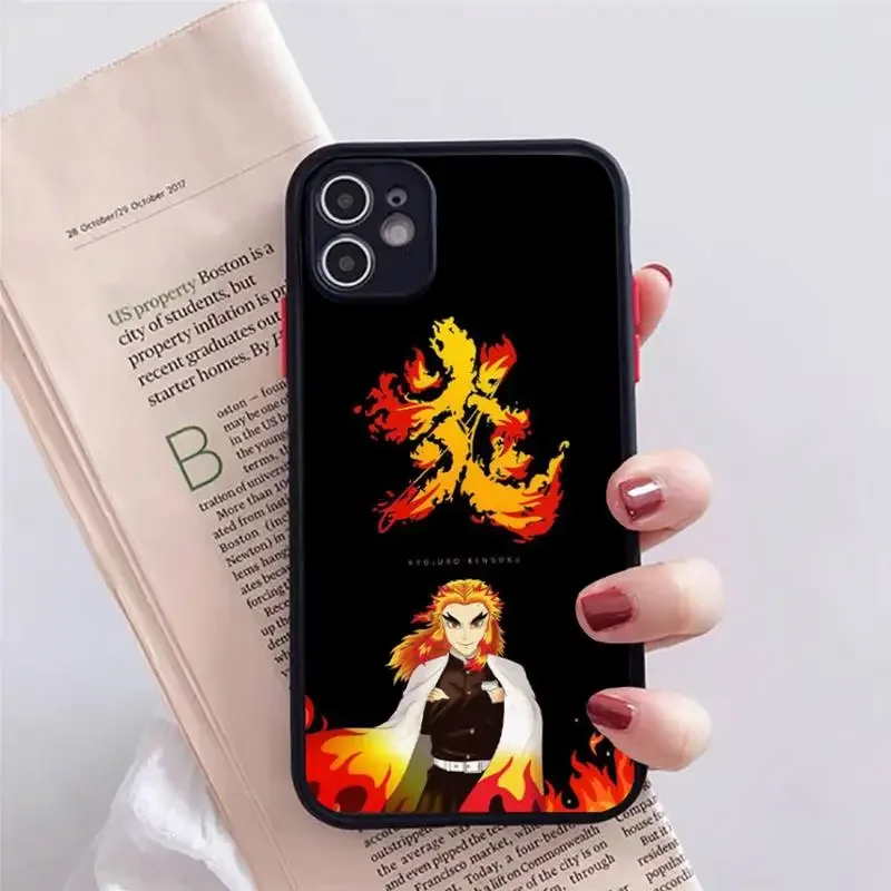 Etui na telefon Demon Slayer Rengoku Kyoujurou IPhone 12, 11, 13, 14, Pro, Max, X, XR, XS, SE2020, 7, 8, Plus Hard Cover Case