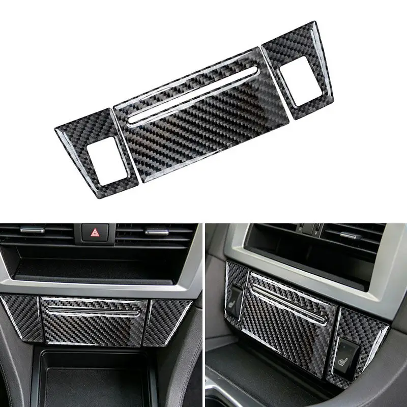 3pcs Car Interior Central Ashtray Panel Frame Trim For Chrysler 300 300C 2005 2006 2007 Dodge Charger Magnum Soft Carbon Fiber