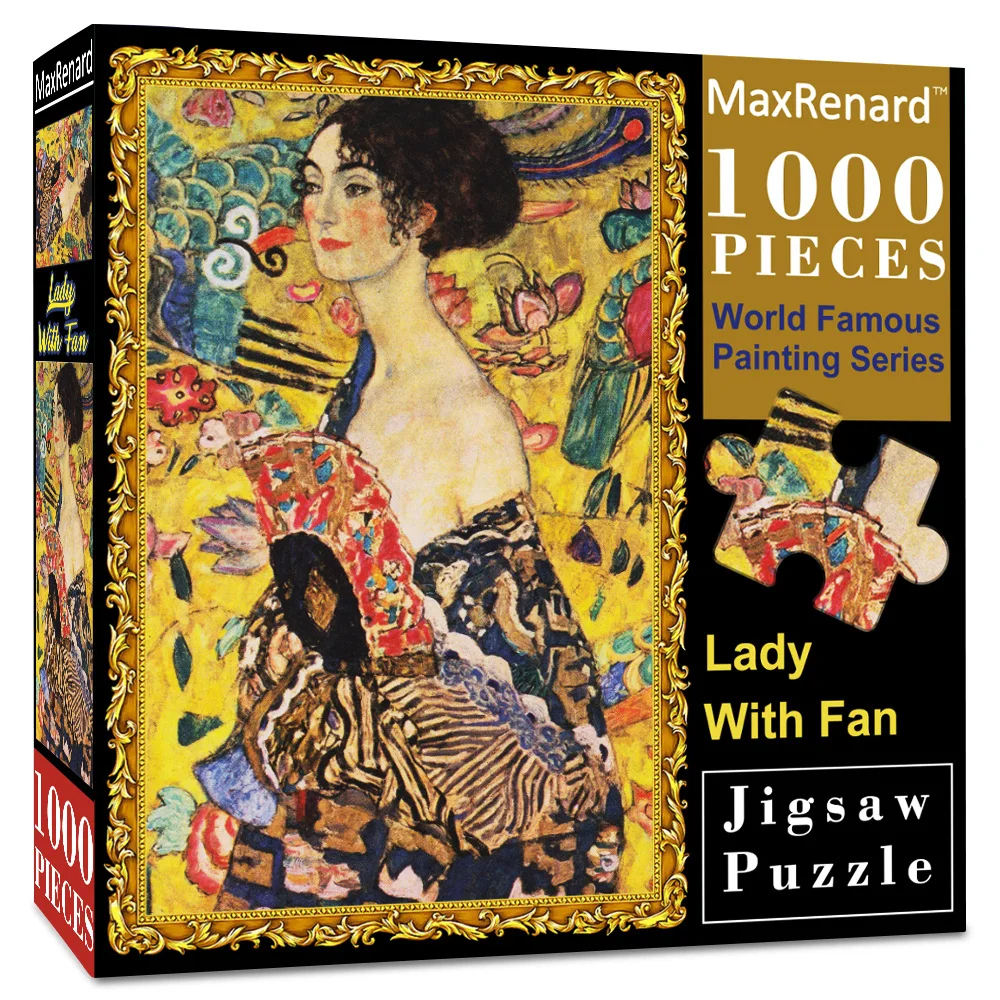 

Paper Puzzle 1000 Pieces Famous Oil Painting Collection Klimt Lady with Fan Toy Jigsaw for Adults Christmas Gift Toy P418