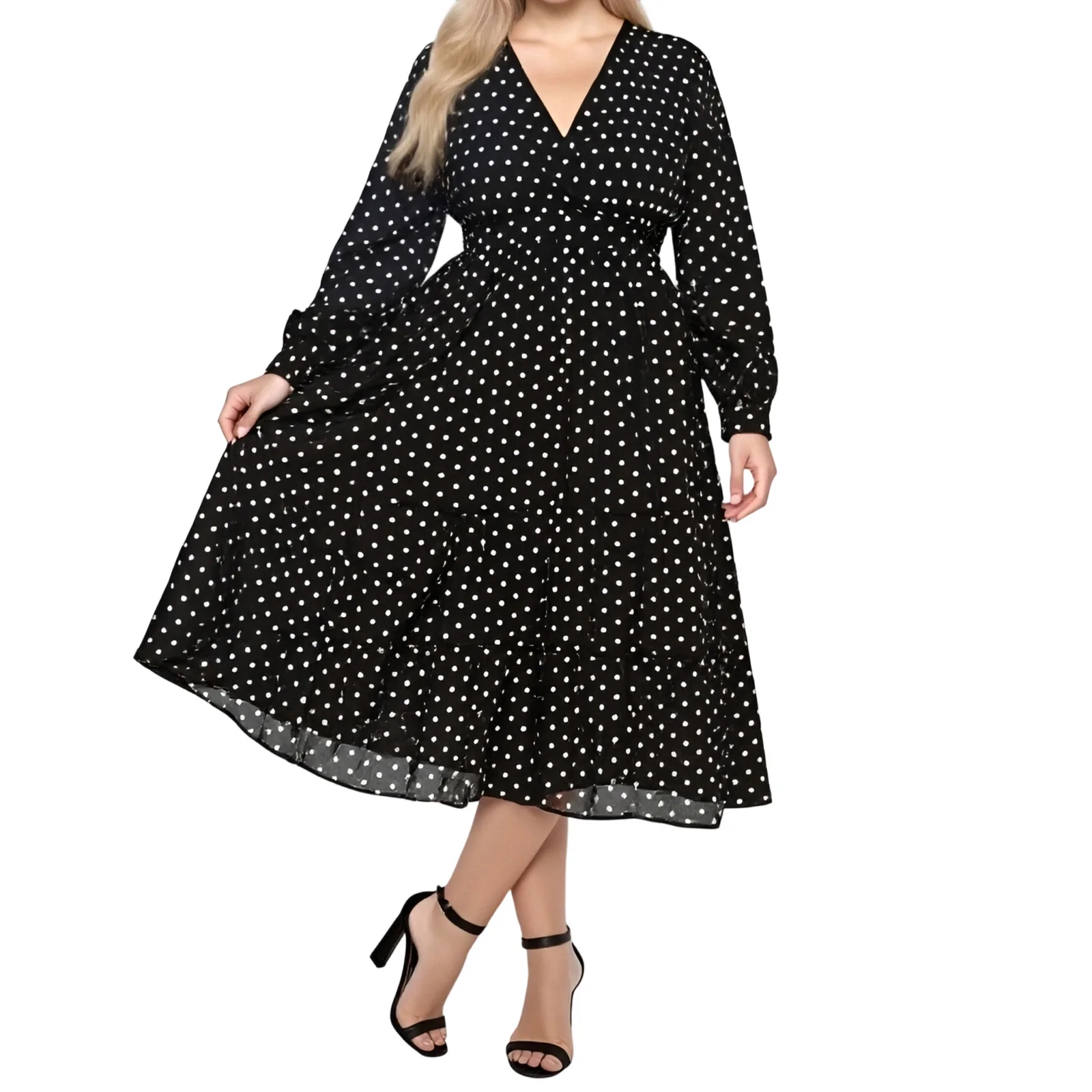 

2026 модное женское комбинезон больших размеров, платья миди с бретельками в горошек для повседневной офисной вечеринки, платья большого размера