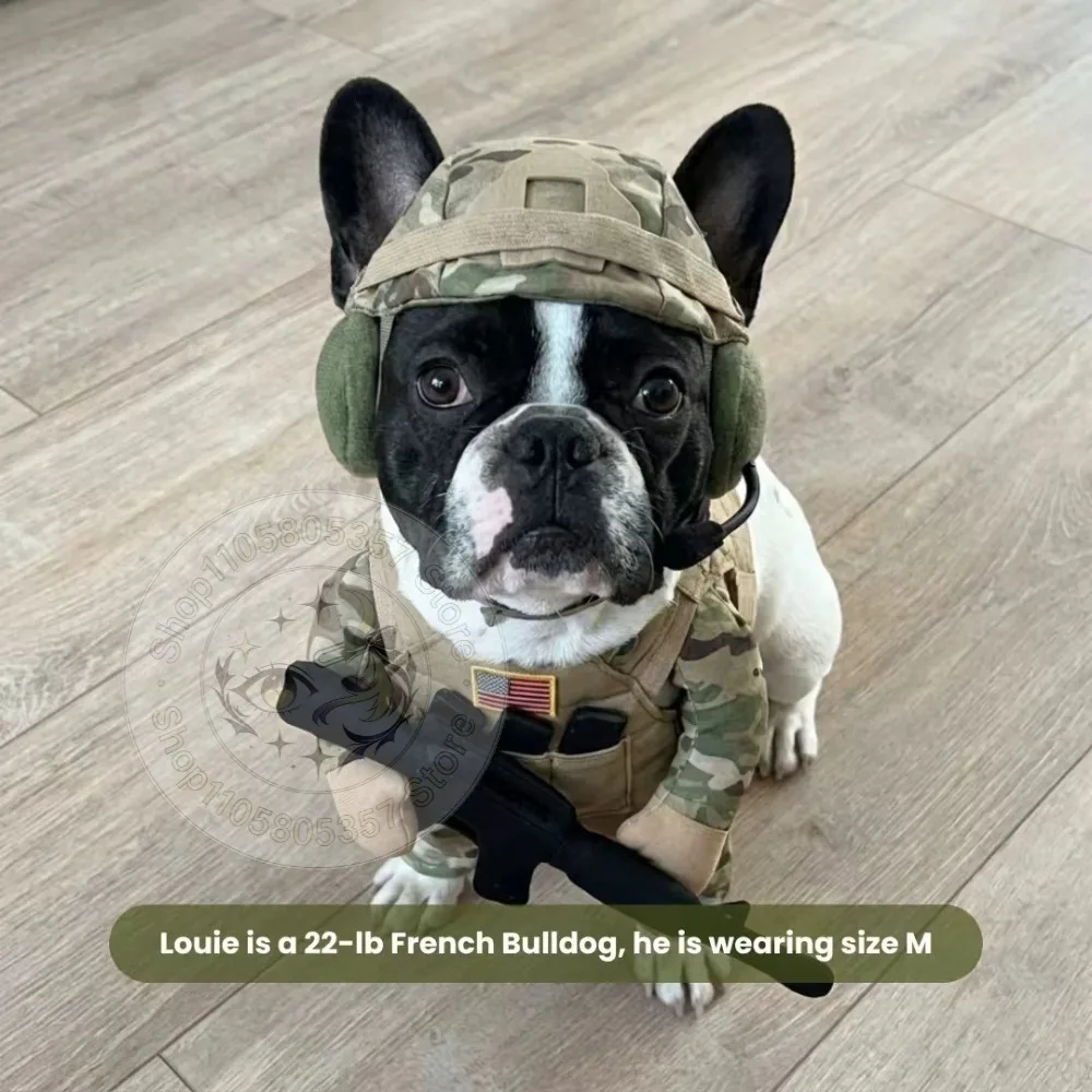 Halloween Pet Soldier Costume for Cats & Dogs Funny Tactical Dog Harness with Hat Outfit Halloween Carnival Parties Photos - view 3