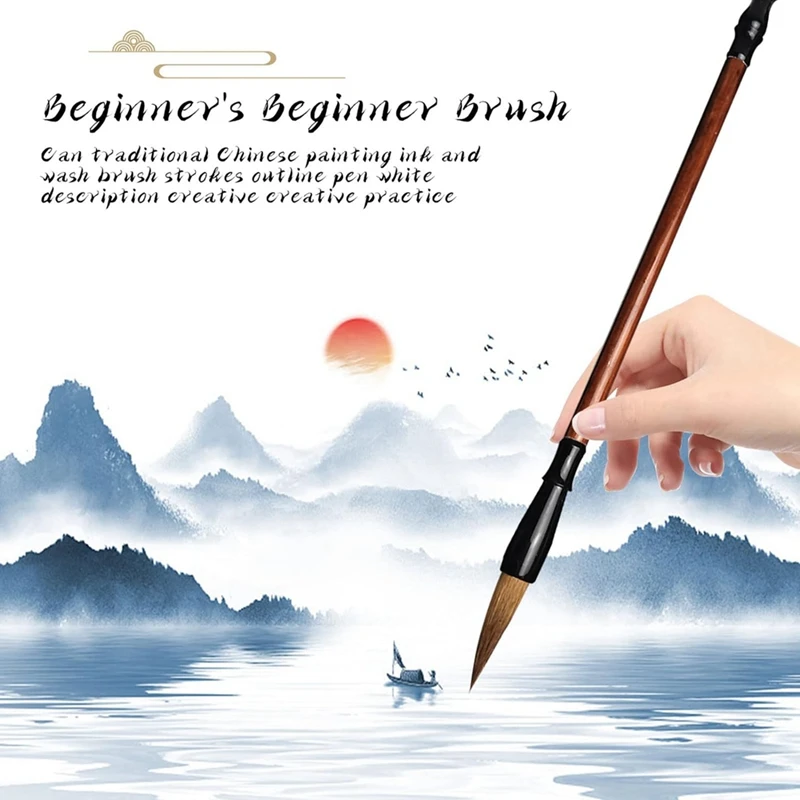 Set di pennelli per calligrafia cinese, pennelli per scrittura cinese da 15 pezzi con portapenne in bambù Pennelli per inchiostro per pittura giapponese-ABFB