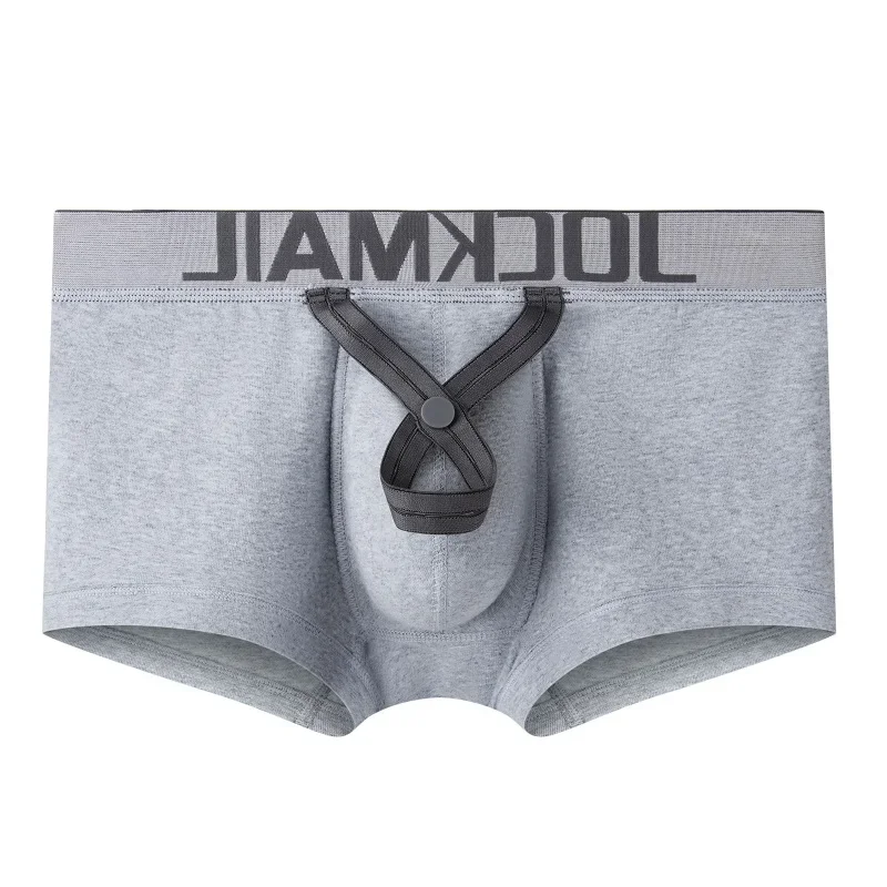 Jockmail cuecas masculinas, cuecas boxer sexy de algodão, cuecas boxer em u convexo com bolsa, anel gay, cuecas masculinas, cuecas slip