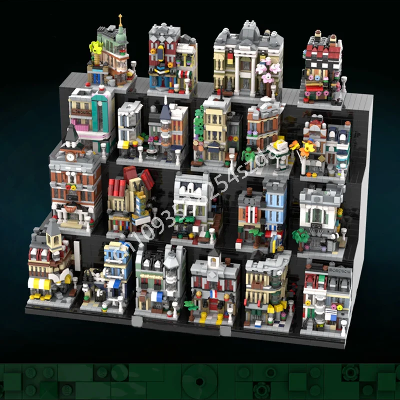 

7296 шт. MOC мини модульные здания полный набор из 20 модульных зданий мини-строительные блоки коллекционер Рождественская игрушка в подарок