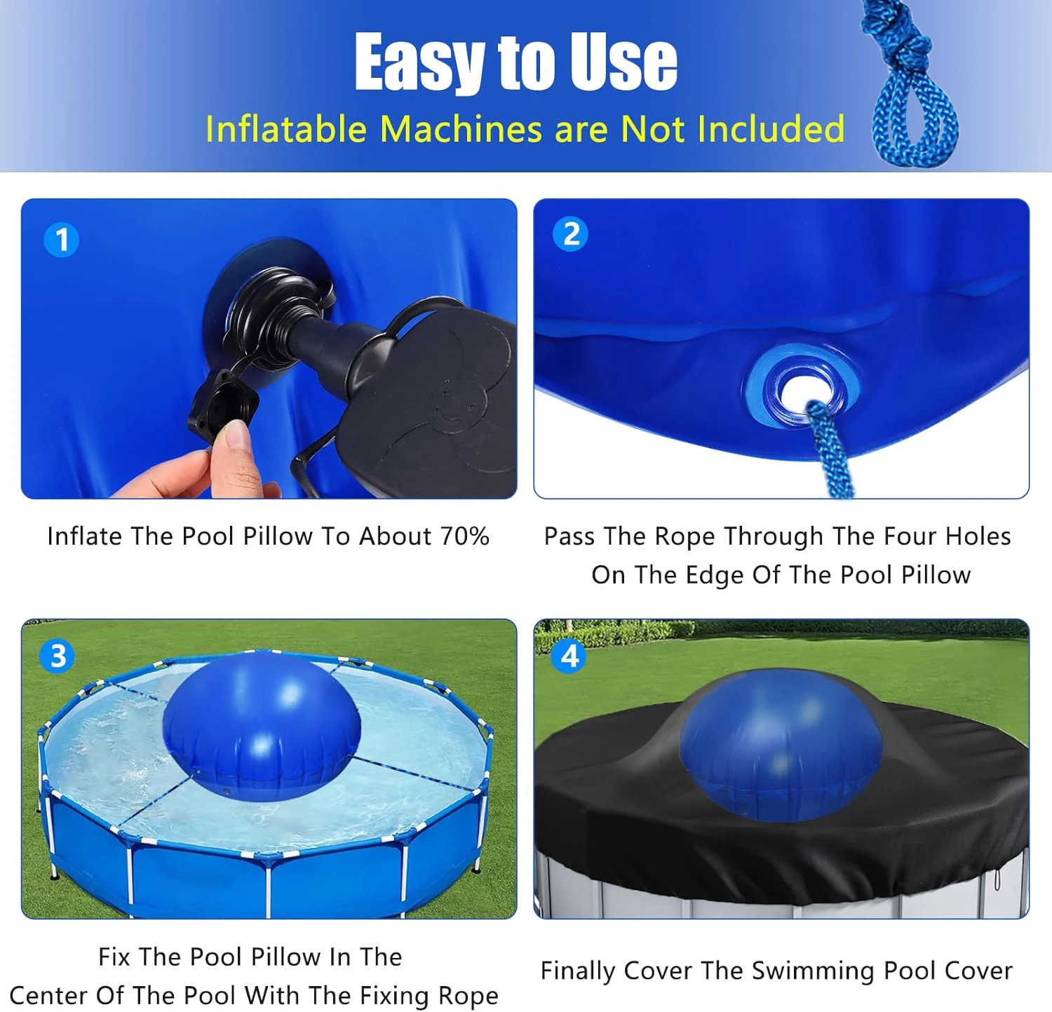 2025 Winter Queen Pool Pillow Antifreeze Air Pool Pillow Anti-Leaf Inflatable Pillow Pool Cold Resistant Pillow Protector for ou