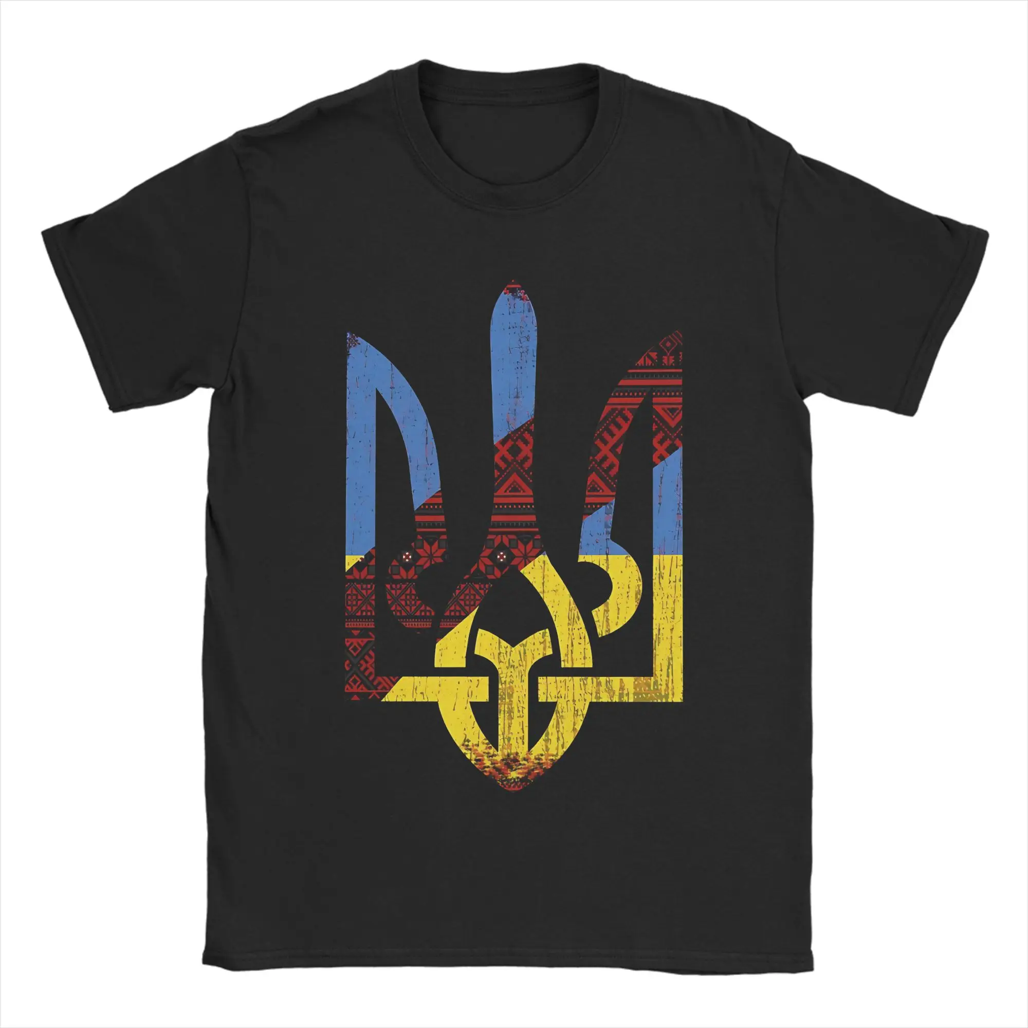 Summer Trident Flag Ukrainian National Embroidery Vyshyvanka T-Shirts  Cotton Tshirt for Male Y2K Short Sleeve Clothing