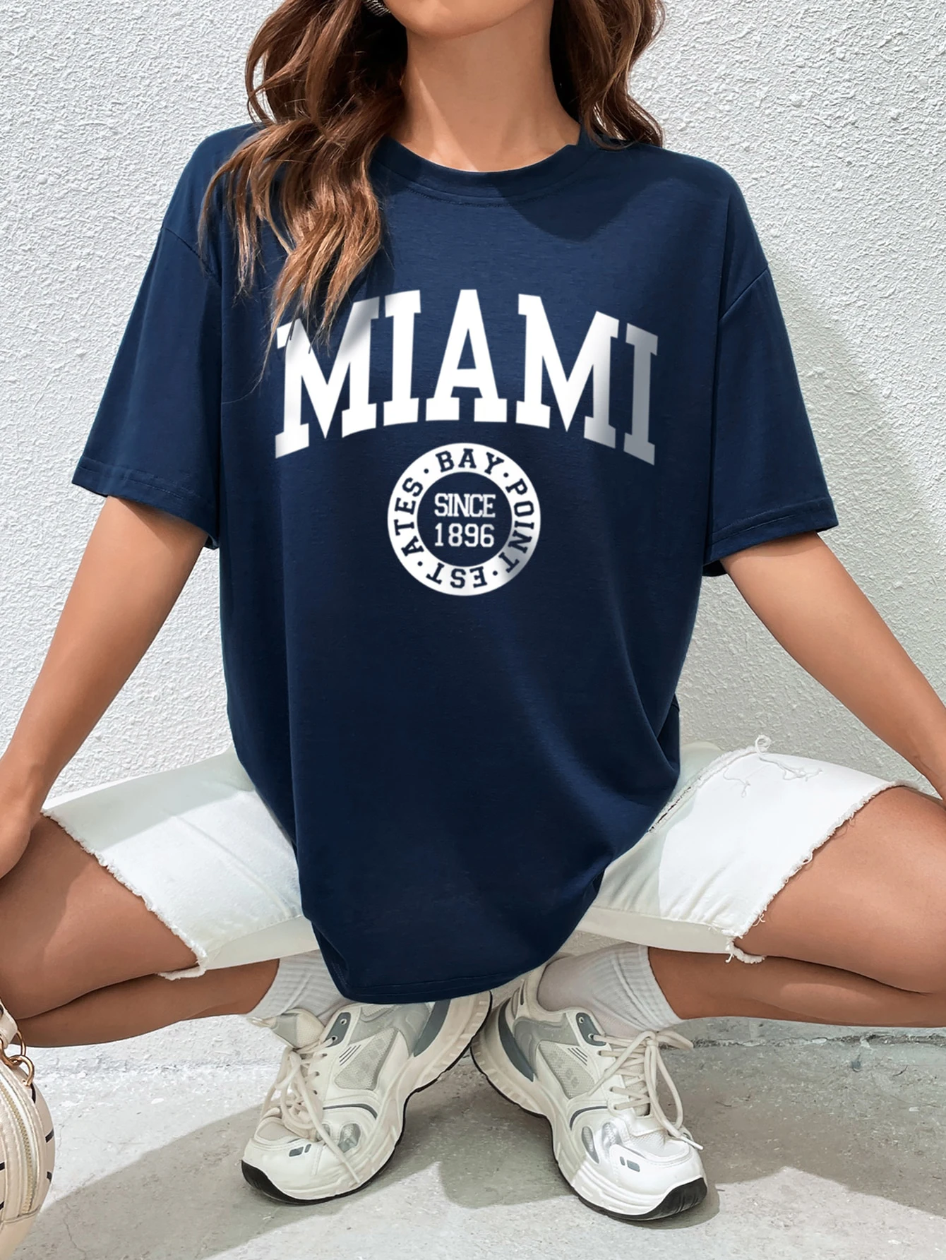 Miami Since 1896 Cotton Print T-Shirt Niche Sport Loose Softtee Tops All-Match Summer Casualtshirt Comfortable Essential Tshirt