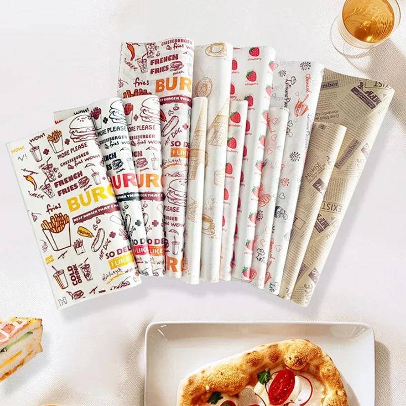 

50 шт. маслостойкая обертка для выпечки, восковая бумага, упаковка для картофеля фри, масляная бумага, кухонный сэндвич, хлеб, инструменты для выпечки, коврик