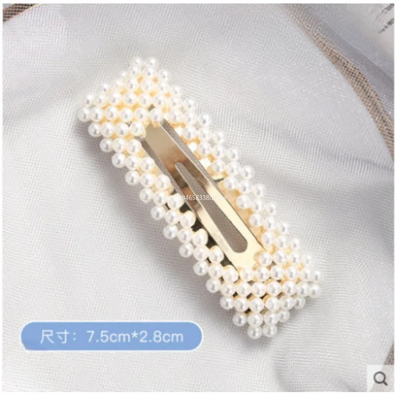 1pcs Handmade Pearls Hair Clips Pin for Women Fashion Geometric Flower Barrettes Headwear Girls Sweet Hairpins Hair Accessorie