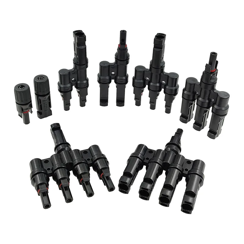 T Branch Multi Contact 4 In 1 Connector For Solar Pane IP67 30A Cable Power 2 In 1 Current Plug 3 In 1 Waterproof Connectors