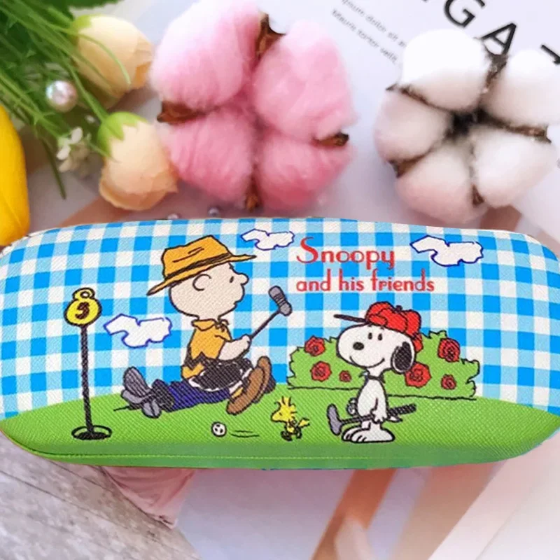 Snoopy Glasses Cartoon Storage Box Student Hard Leather Reading Eyewear Rectangle Box Holder Accessories Personality Gift New