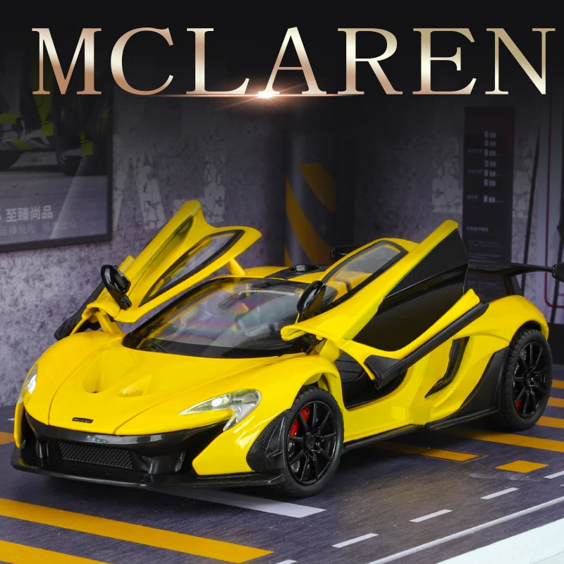 1:24 Alloy MoLaren P1 Supercar 765TL Fast and Furious model Butterfly door design Diecast toy collection display give children