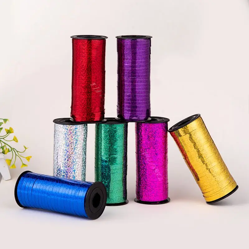 2Rolls 100Yards/Roll Glitter Curling Ribbons Balloon Ribbons Gift Wrap Ribbons For Crafts Christmas Birthday Wedding Party Decor