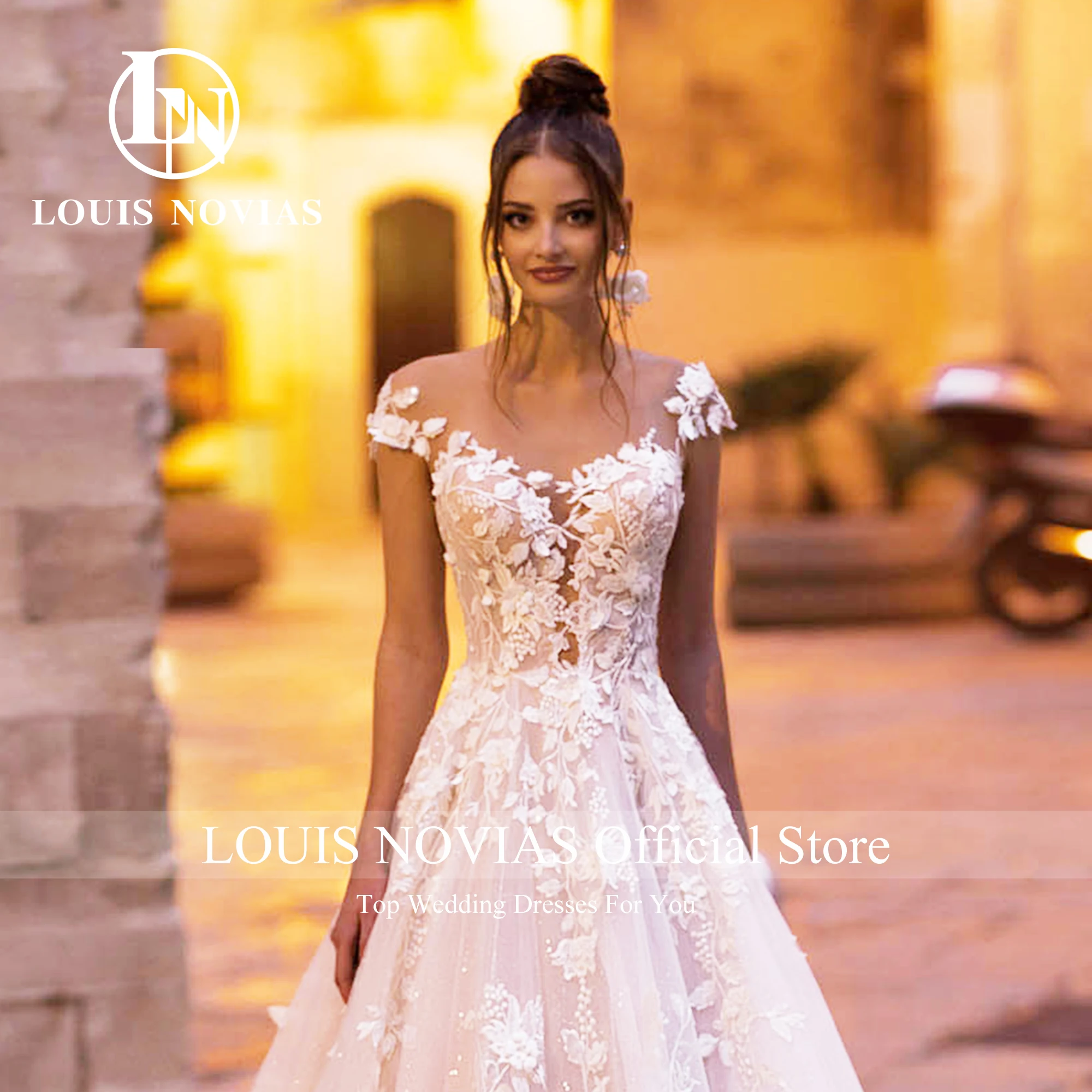 Louis Novias romantische Brautkleider für Frauen schulter freie rücken freie Applikationen Schatz Brautkleid Vestidos de Novia