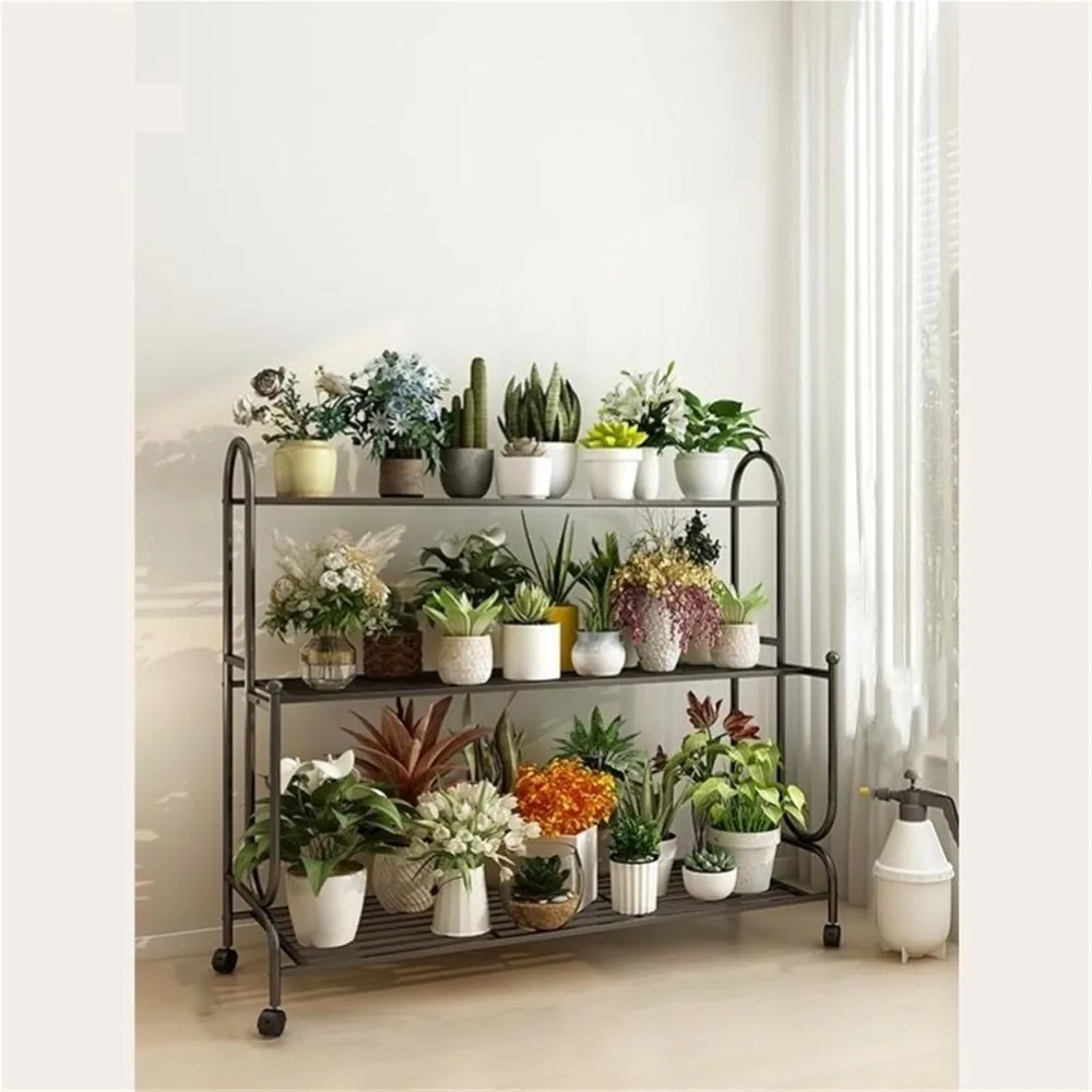 

3 Tier Plant Stand Indoor Outdoor Plant Shelf with Wheels Flower Pot Organizer Storage Rack Display Shelving for Patio Living Ro