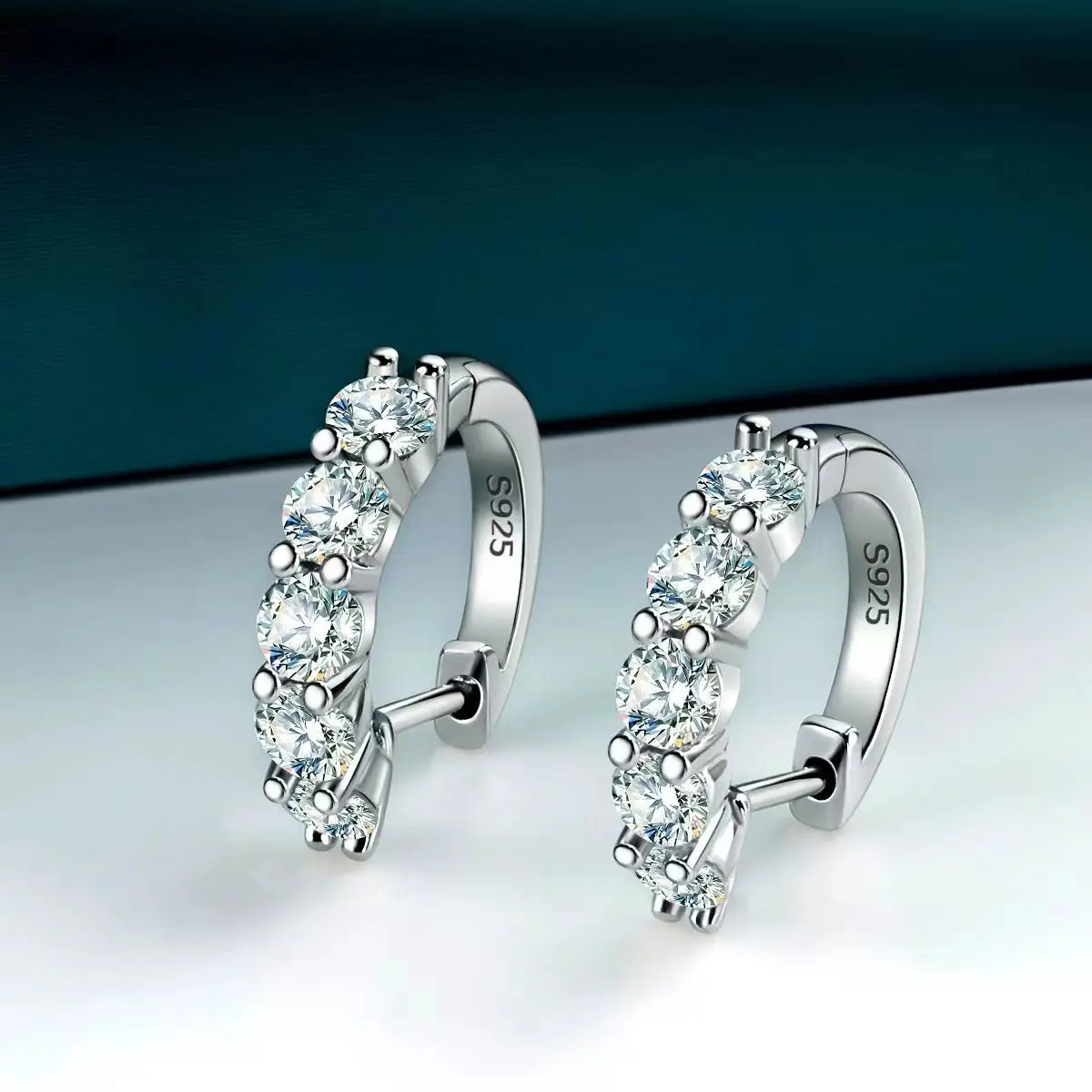 925 Sterling Silver Earrings with 1 CT Total Moissanite  Exquisite Jewelry Gift for Weddings & Parties, Sparkling Classic Style