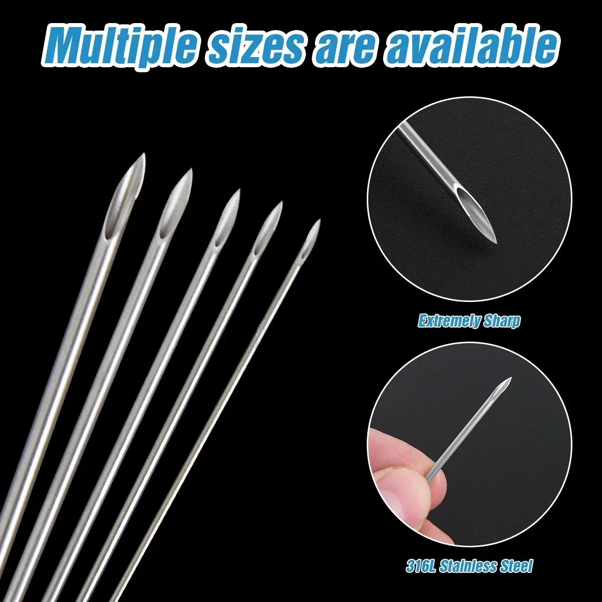 NARKASY Sterile Disposable Piercing Needles Stainless Steel | Body Piercing Accessories for Ear Nose Lip Navel, 20/50/100/200PCS