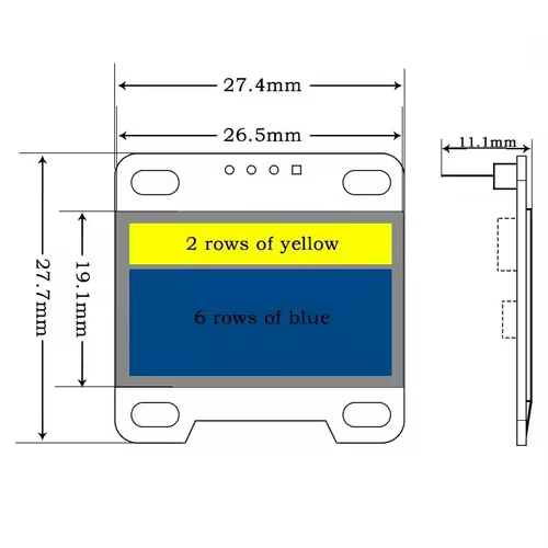 0.96 Inch OLED Display Module SSD1306 I2C IIC SPI Serial 128X64 LCD 4 Pin YellowBlue WhiteBlue for Arduino(Pin Headers Soldered) - Image 4