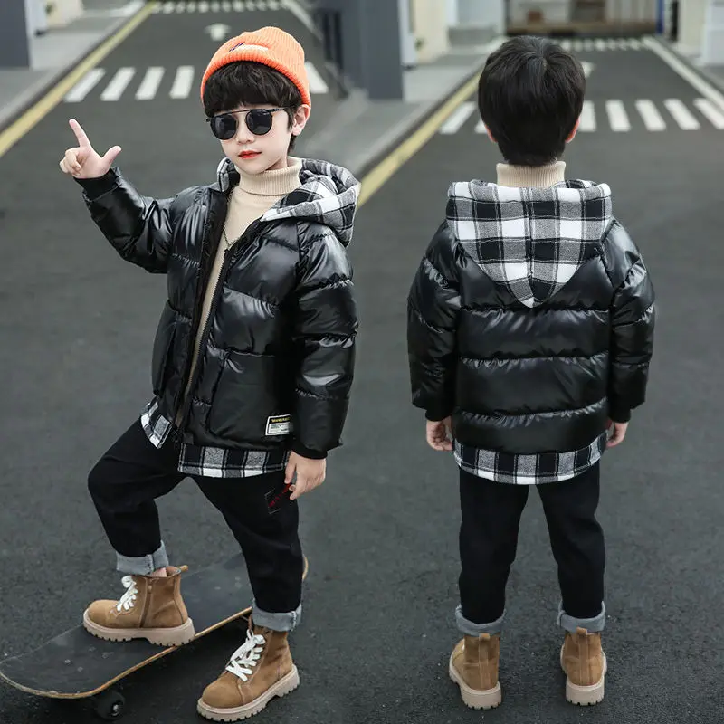 Fashion Children Grid Down jacket Outerwear Boy and Girl autumn Warm Hooded Coat teenage parka kids winter jacket 2-8 Years 2022