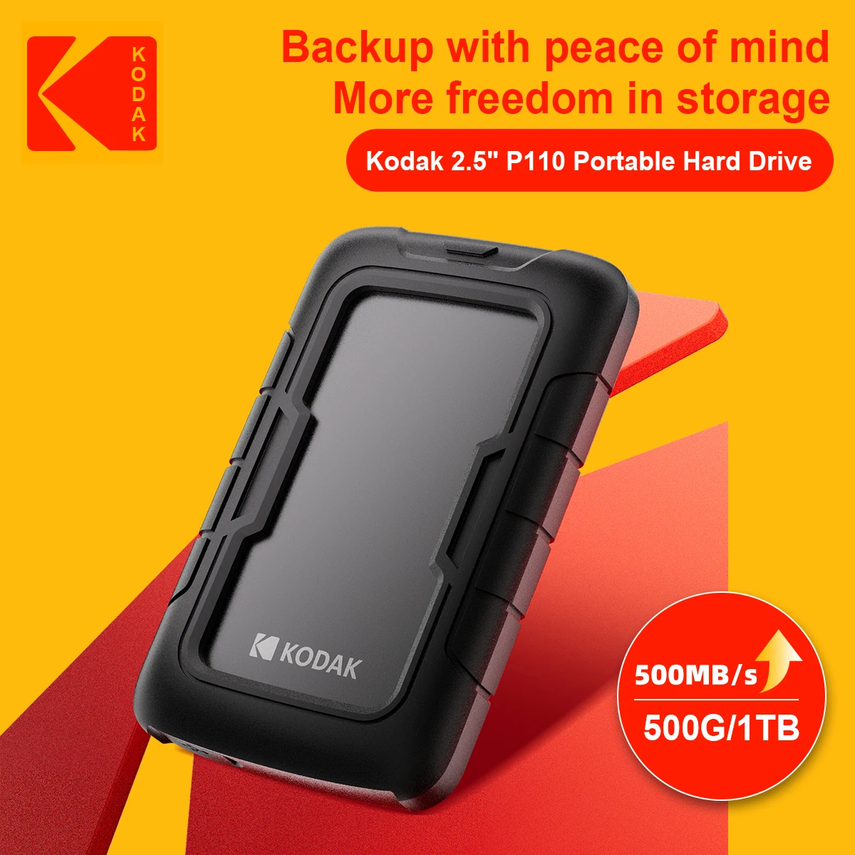 Kodak P110 Tragbare externe Festplatte 500 GB 1T 2T USB3.0 Leichte PHDD mit Silikon-Schutzhülle für PC-Tablets PS5 – Detail 8