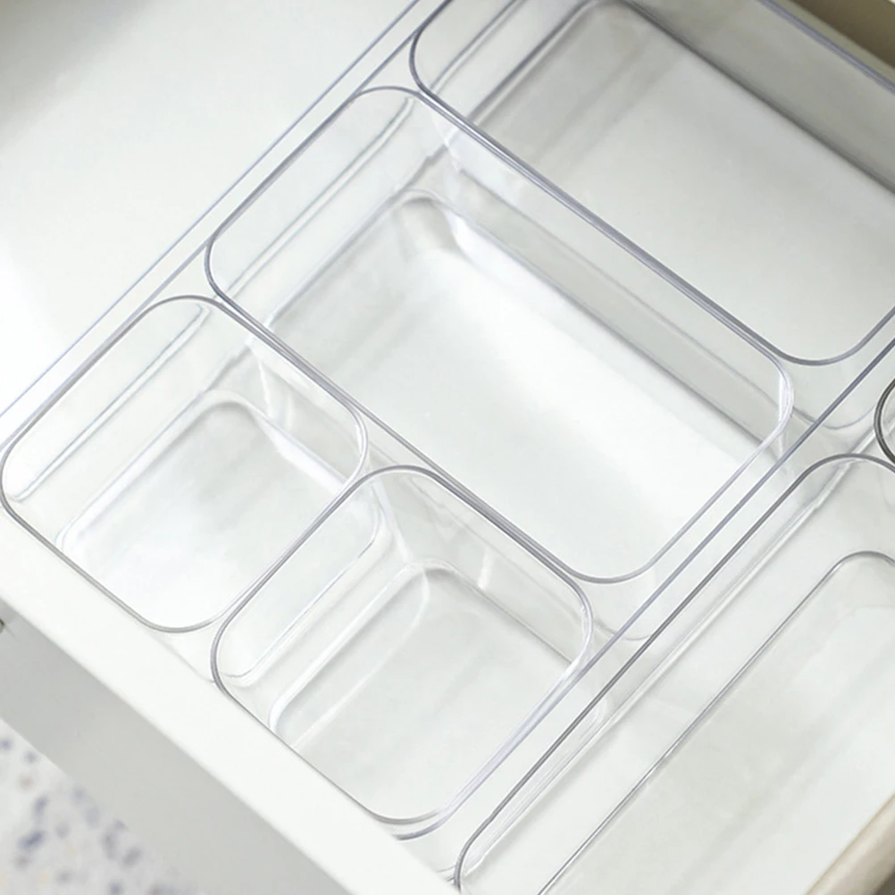

1 set 1 Set Clear Drawer Organizer Trays Multiple Sizes For Makeup Vanity Bathroom Bedroom Storage Pet Material Drawer Divider