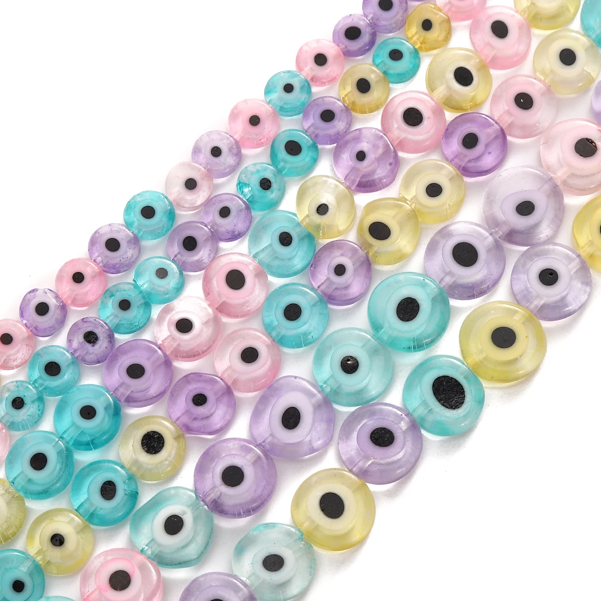 38-65pcs 6/8/10mm Multicolor Eyes Spacer Beads Flat Round Lampwork Loose Beads For Jewelry Making DIY Bracelet Earrings Findings