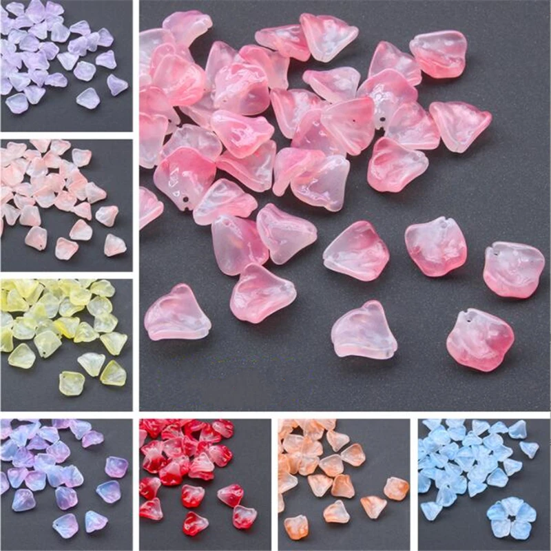 

50pcs/lot new creative glass leaves petals beads connectors for diy earrings hairpin jewelry making accessories