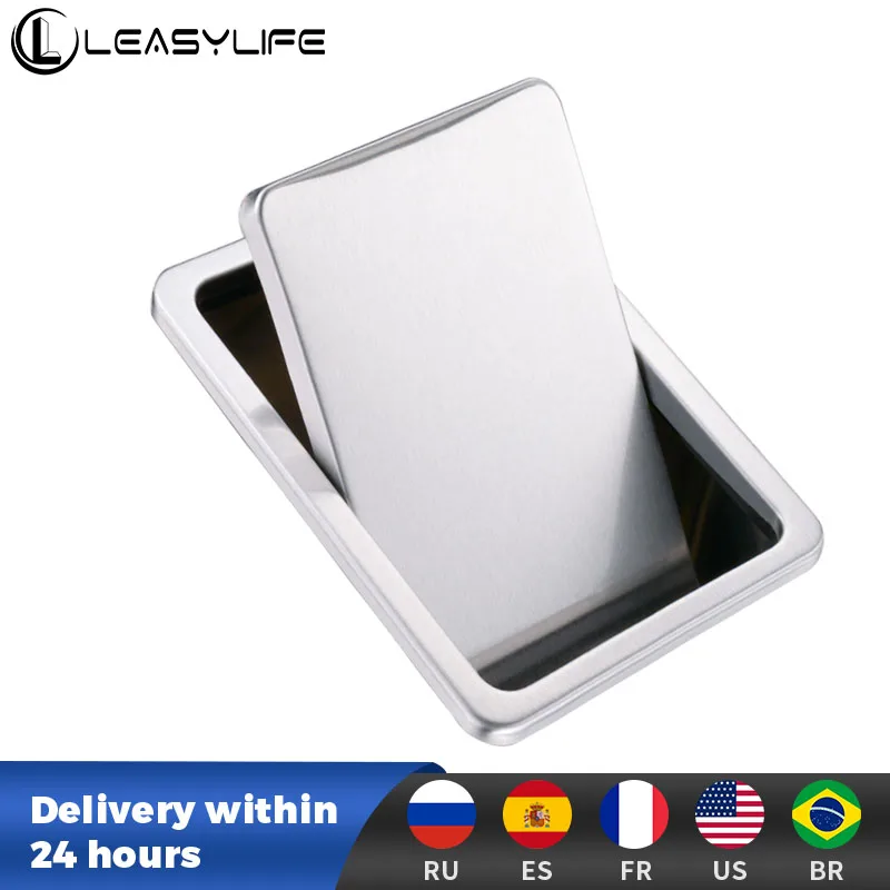 Rectangle Stainless Steel Flap Lid, Trash Bin Cover，Recessed Built-in Balance, Kitchen Counter Top, Swing Garbage Can Lid