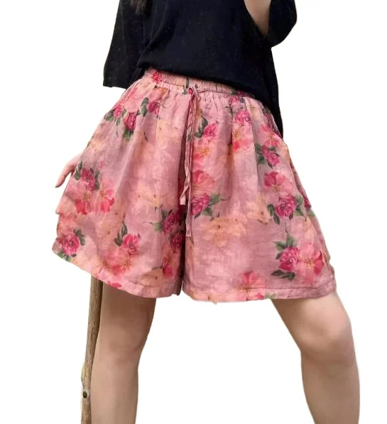 

Легкие шорты с цветочным принтом, свободные повседневные мягкие удобные летние брюки