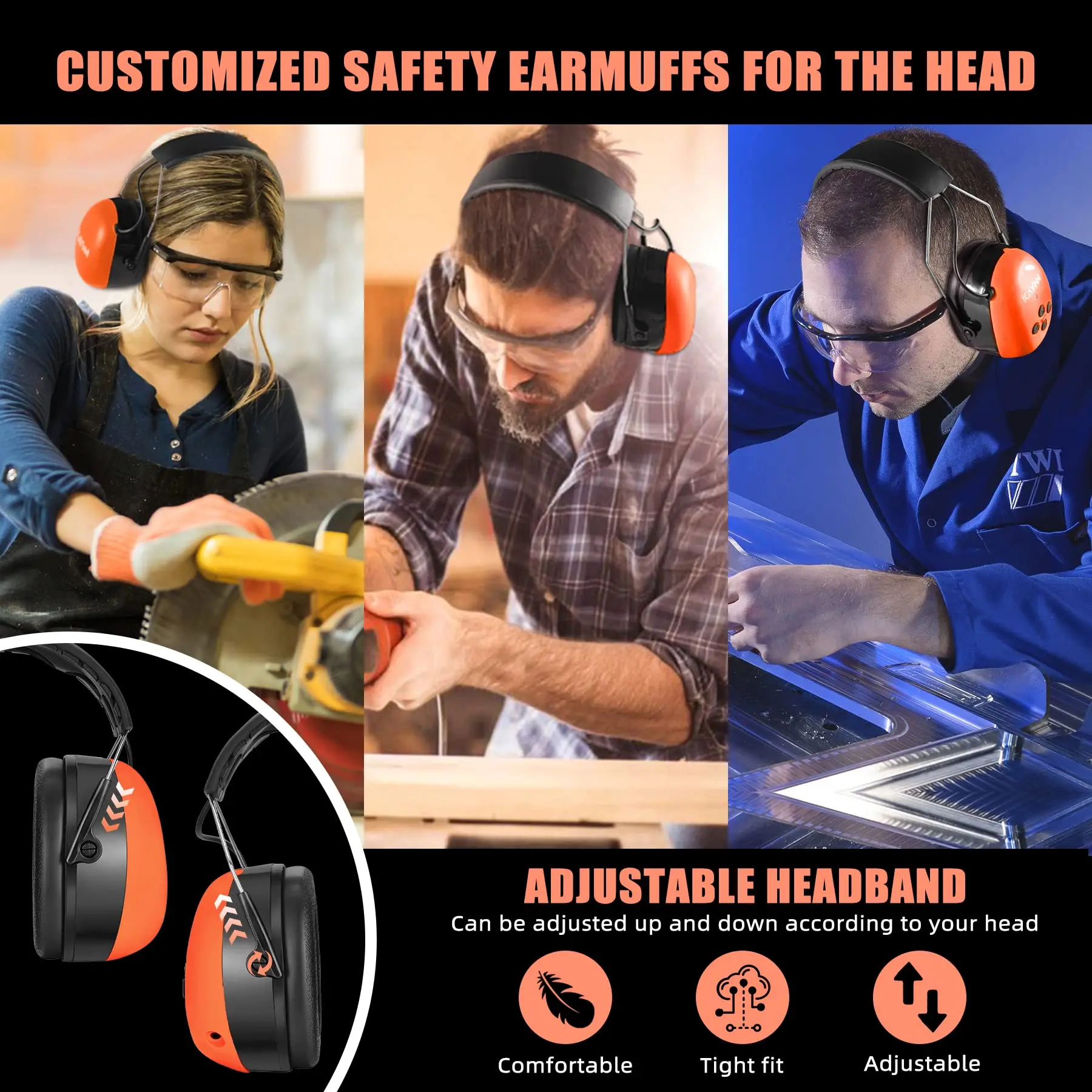 Bluetooth Hearing Protection music headset Headphones Noise Reduction Protector safety Earmuffs for Mowing