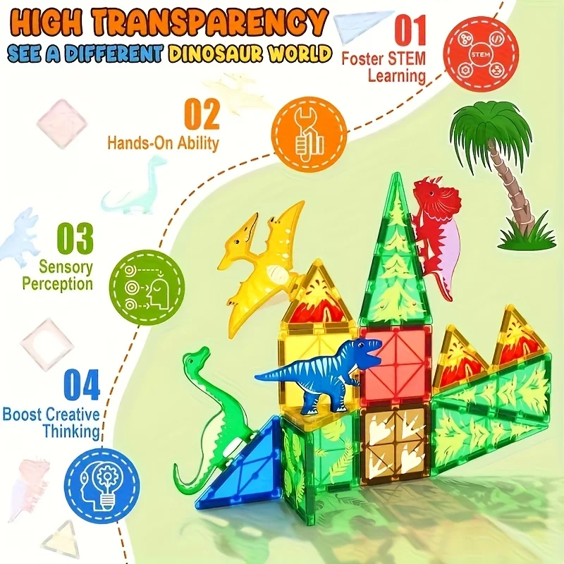 Transparent Magnetic 3D Building Blocks The perfect Christmas/birthday gift for children aged three and above