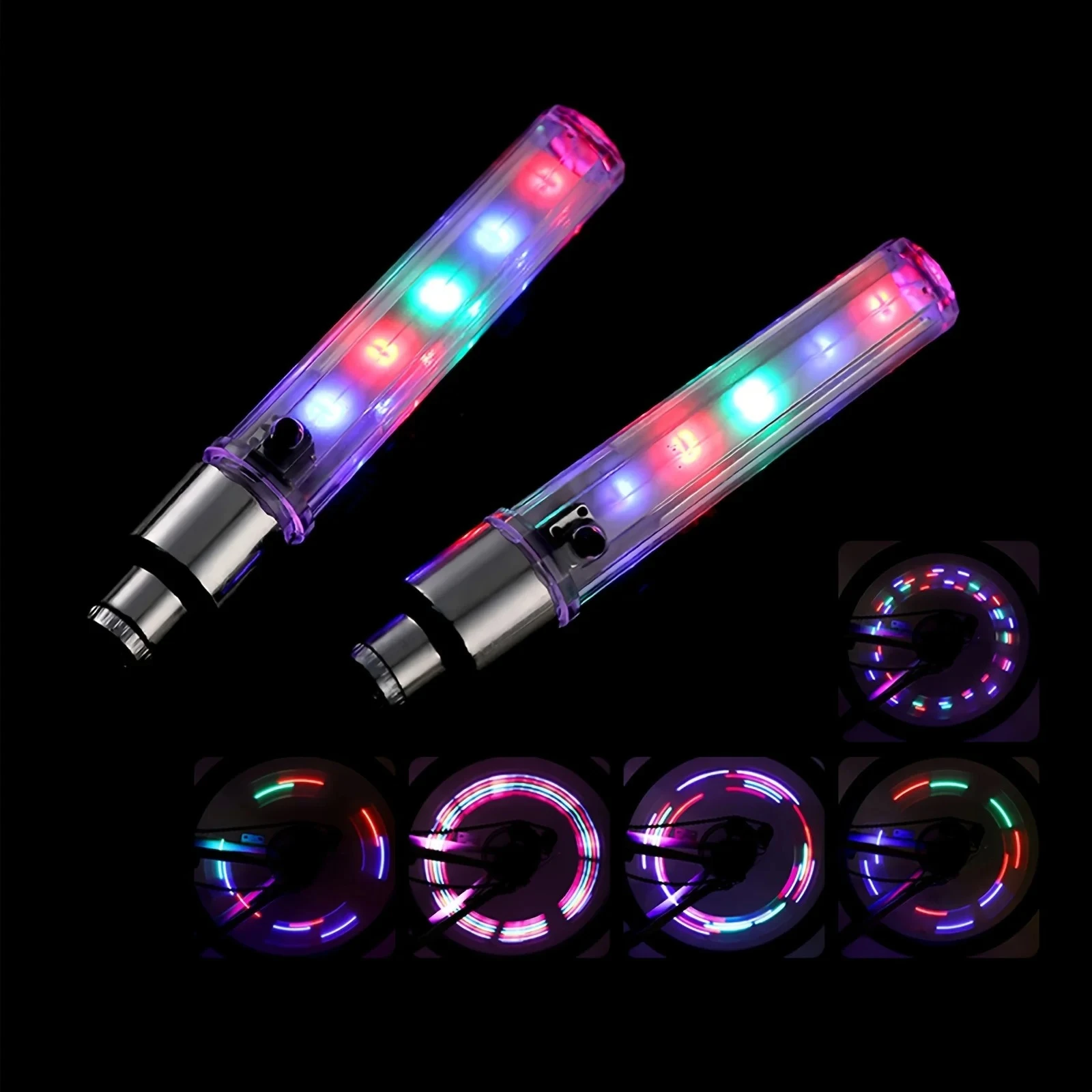 2Pcs Bicycle Lights LED Bike Wheel Luminous Fluorescent Tire Valve Light Cap Decor Neon Lamp Flash Cycle Accessories
