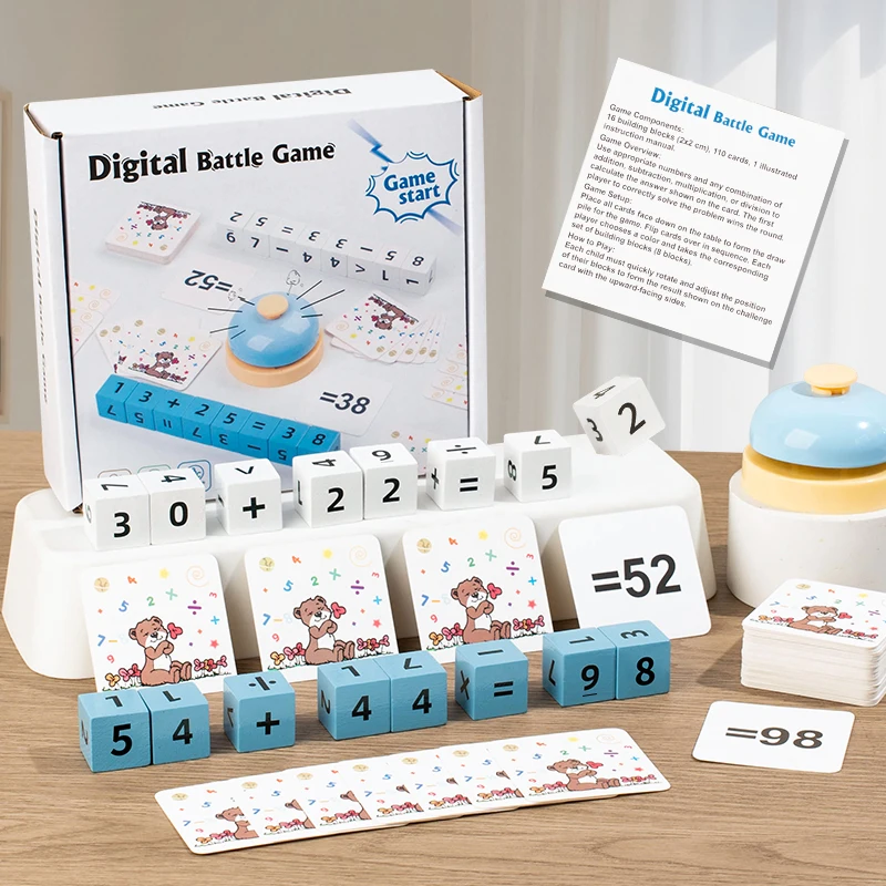 Kids Wooden Number Calculation Battle Blocks Addition Subtraction Multiplication Division Operation Math Games Educational Toys