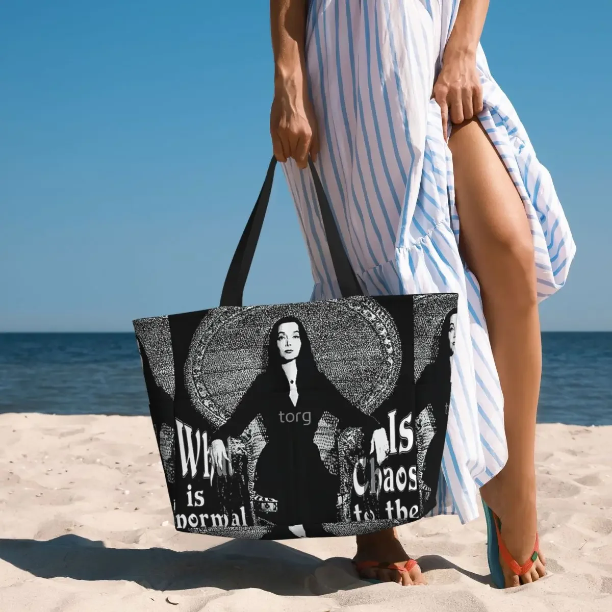 Morticia Addams Beach Tote Bag Sport Gym Yoga Duffle Large Tote Bag Women Travel Bag Fitness bag