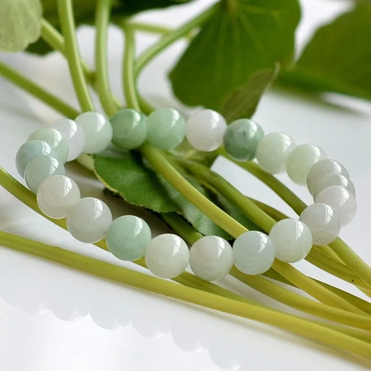 Naturalny birmański zielonego jadeitu bransoletka 6/8/10MM koraliki Temperament biżuteria kamień szlachetny akcesoria prezenty hurtownie bransoletka Drop Shipping — zdjęcie 6