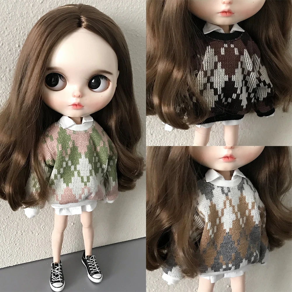 Cute Blyth Doll Handmade Sweater Suit With White Shirt Doll Sneakers For Licca Azones Ob24 Ob27 Fr Doll Body