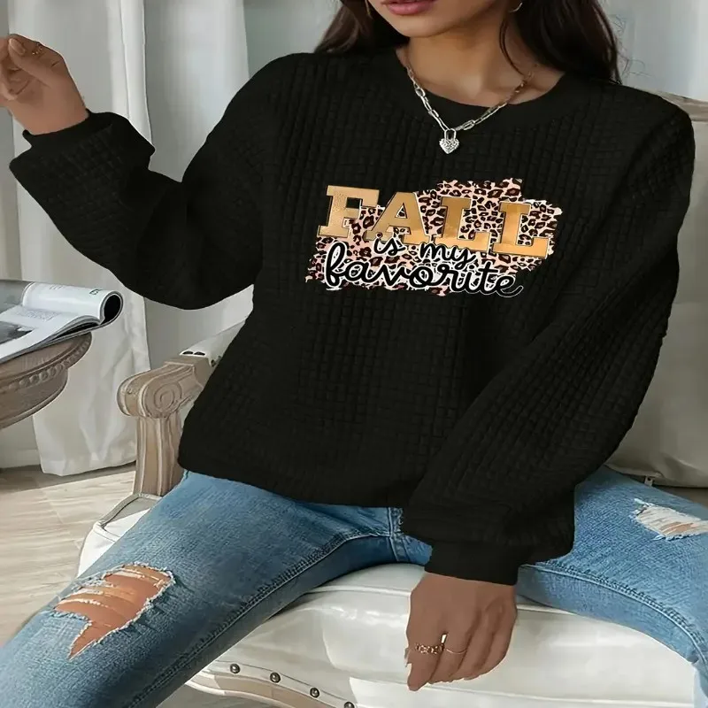 

Осень-зима, женская одежда больших размеров, женский свитшот большого размера, большой осенний графический топ Y2k с круглым вырезом и длинными рукавами, можно стирать в машине