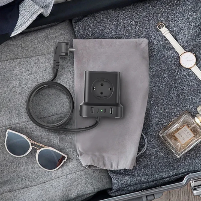 European-style tower desktop power adapter, EU standard magic plug socket, multi-functional extension plug, EU standard converte