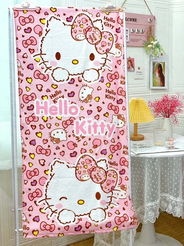 

120x60cm Sanrio Hello Kitty Girl Cartoon Bath Towel Cotton Bath Towel My Melody Beach Towel Wrap Towel Cover Blanket