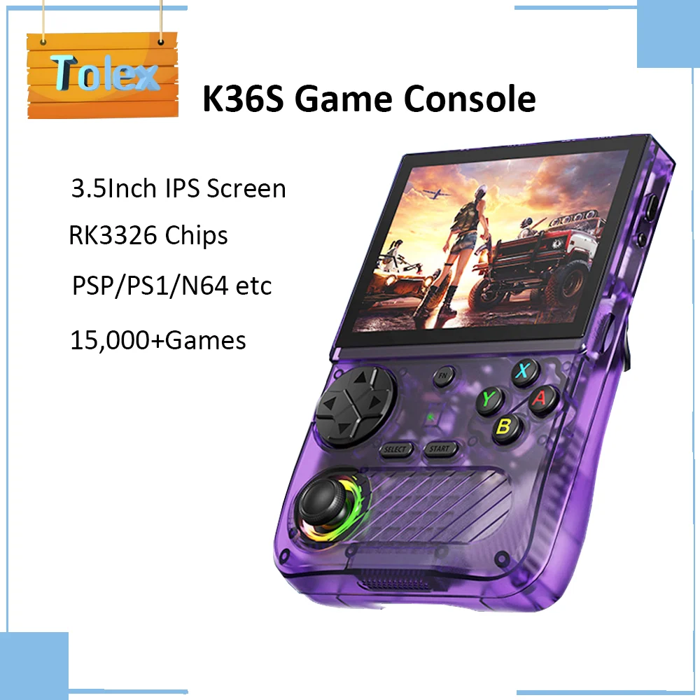 

Tolex K36S Game Console 3.5Inch IPS Screen RK3326 Handheld Game Console Open Source Portable Retro Video Game Players Boy Gifts