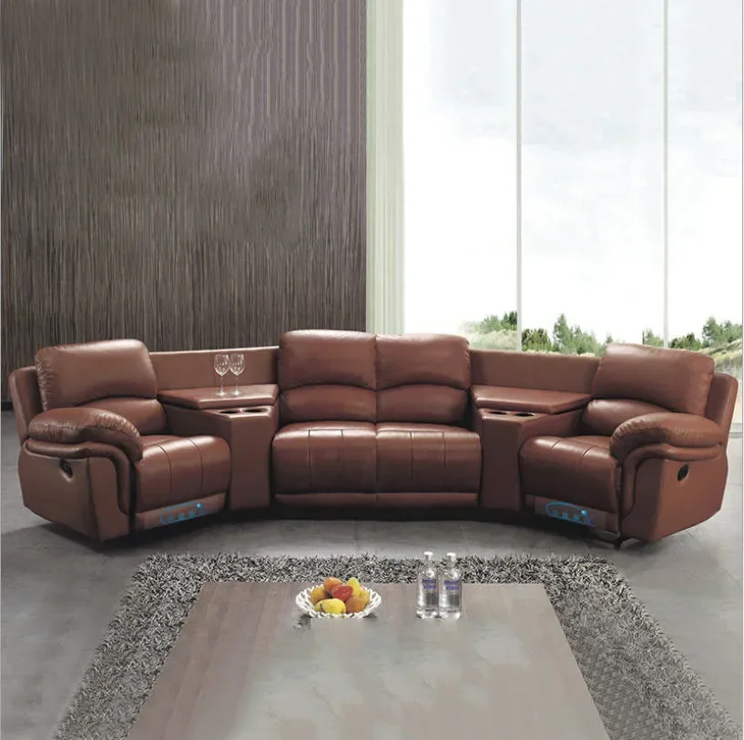Premium Living Room Sofas Manual / Electric Recliner Italinan Genuine Leather Couch Retractable Theater Reclining Armchair