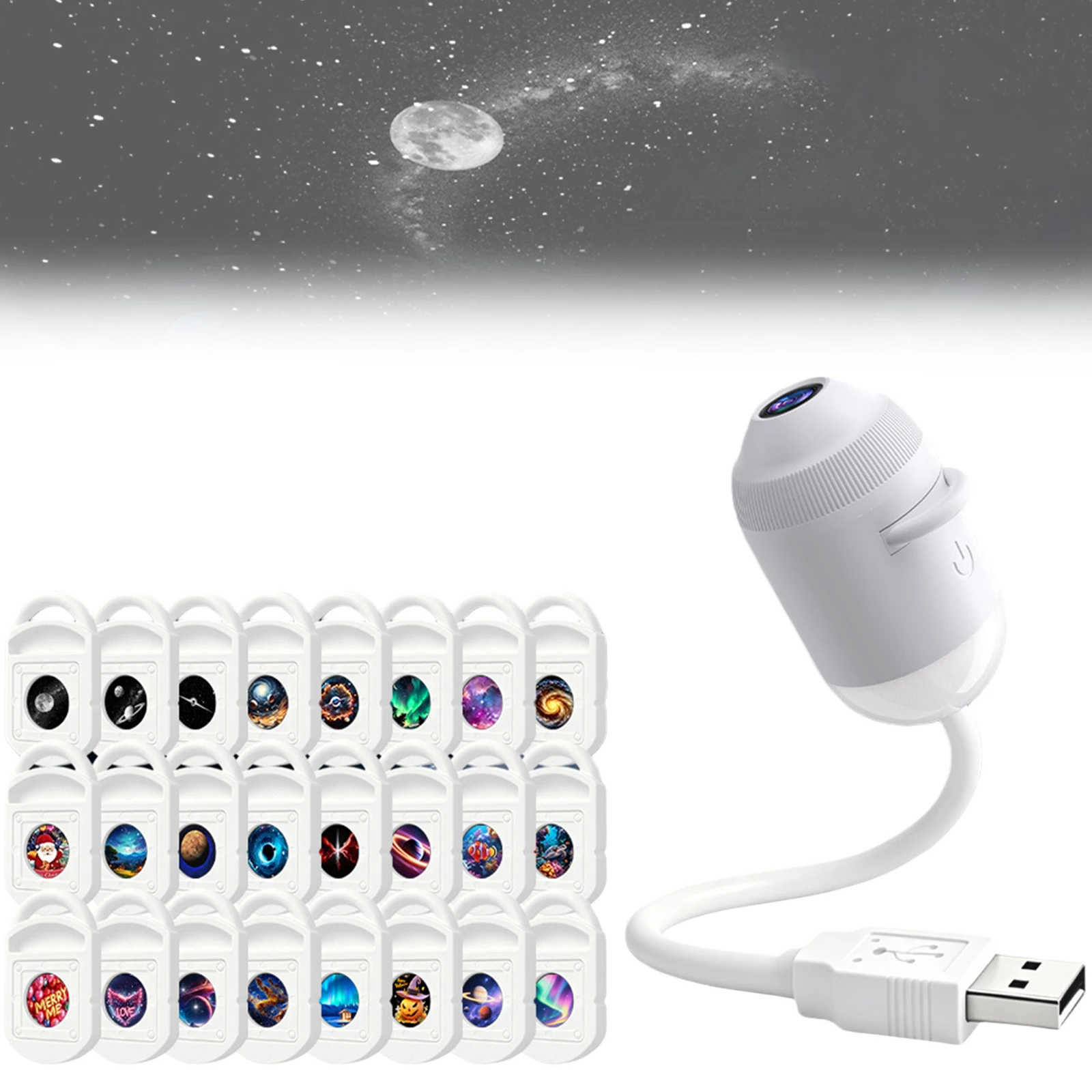 HD Starry Sky Projector & Films Smart Dynamic 5D Holographic Night Light Projector USB Plug Play HD 2-in-1 Galaxy Star Projector